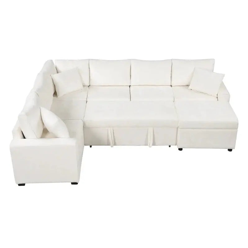 Modular Sectional Sofa With Pull-Out Sleeper Function - Convertible Couch Bed For Small Spaces