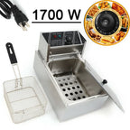 Electric Deep Fryer 6L/6.3QT Stainless Steel Countertop 1700W Single Tank