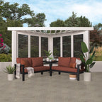 Backyard Discovery Galvanized Steel Corner Pergola With Seating, White, 12x8' - Ridgedale