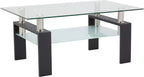 SEGMART Glass Coffee Table With Lower Shelf, 39.4 x 24 x 17.7 in - L5509