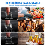 Dextrus Commercial Ice Maker, 200LBS/24H, 48LBS Storage Bin, 2-liter Ice Bucket, Freestanding, Stainless Steel