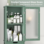 Homfa Tall Narrow Bathroom Storage Cabinet With Door And Drawer, 15.7in L x 11.8in W x 67in H, White