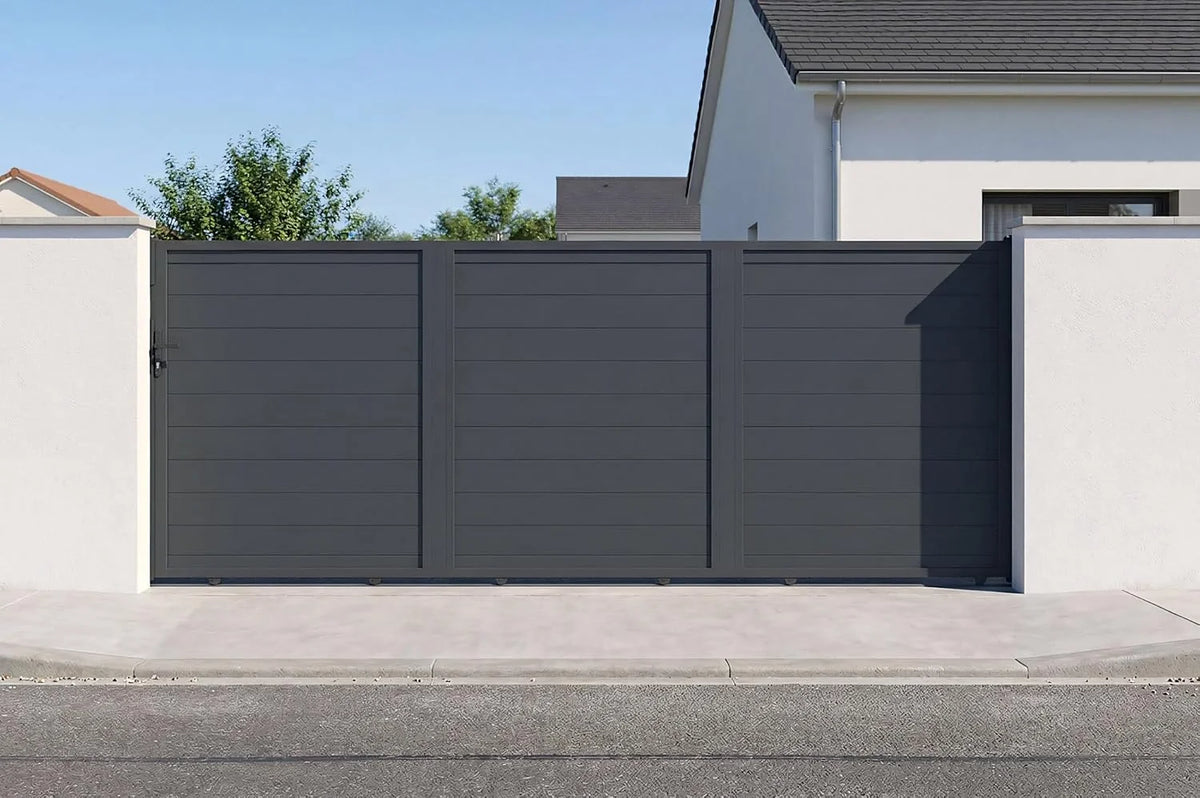 Casanoov Aluminium Folding Driveway Gate 4m x 160cm Grey - KIT-000024