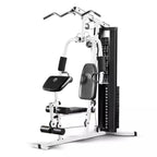 150-Lb. Weight Stack Home Gym With Dual-Function Arm Press And Leg Developer - Black/White
