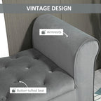 Button-Tufted Storage Ottoman Bench, Polyester and Rubberwood, 53.25in W x 17.75in D x 25.5in H