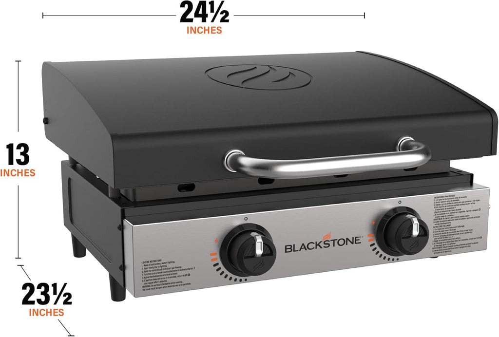 Blackstone 22 inch Tabletop Griddle With Hood, Stainless Steel Front Plate, Black - 1813