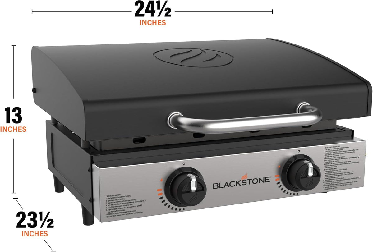 Blackstone 22 inch Tabletop Griddle With Hood, Stainless Steel Front Plate, Black - 1813