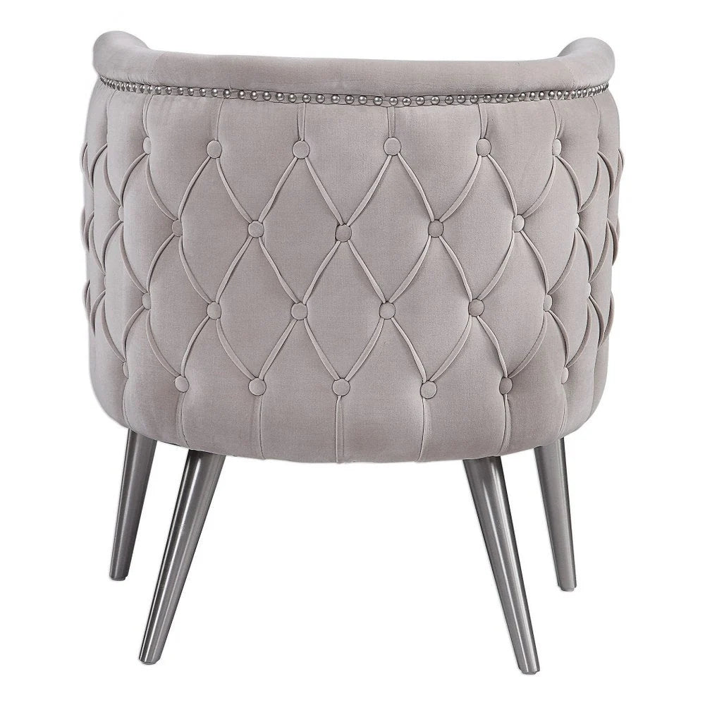 Bailey Street Home Accent Chair, 31 inch, Champagne Velvet, Antique Nickel/Brushed Nickel Finish - 208-Bel-3086994