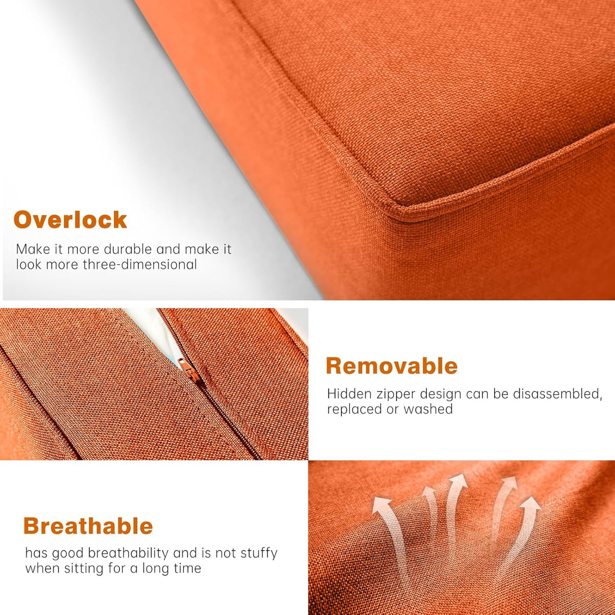 Belord Outdoor Cushion Set - 5 24 x 24 x 6 Inch Seat Cushions And 5 21 x 24 x 6 Inch Back Cushions, Orange