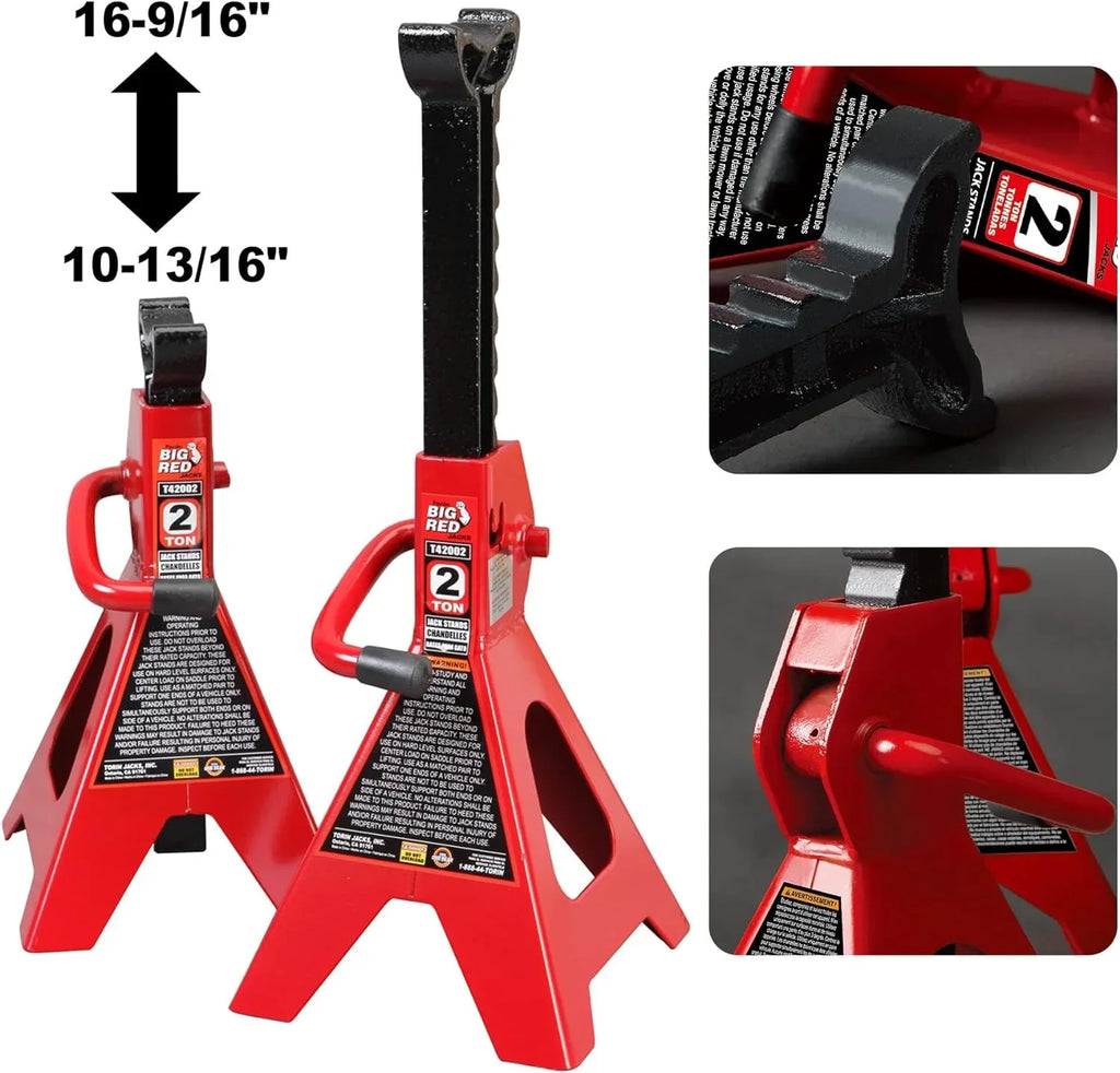BIG RED 2 Ton Hydraulic Floor Jack Combo With 2 Jack Stands, Garage Creeper And Red Color - W8200