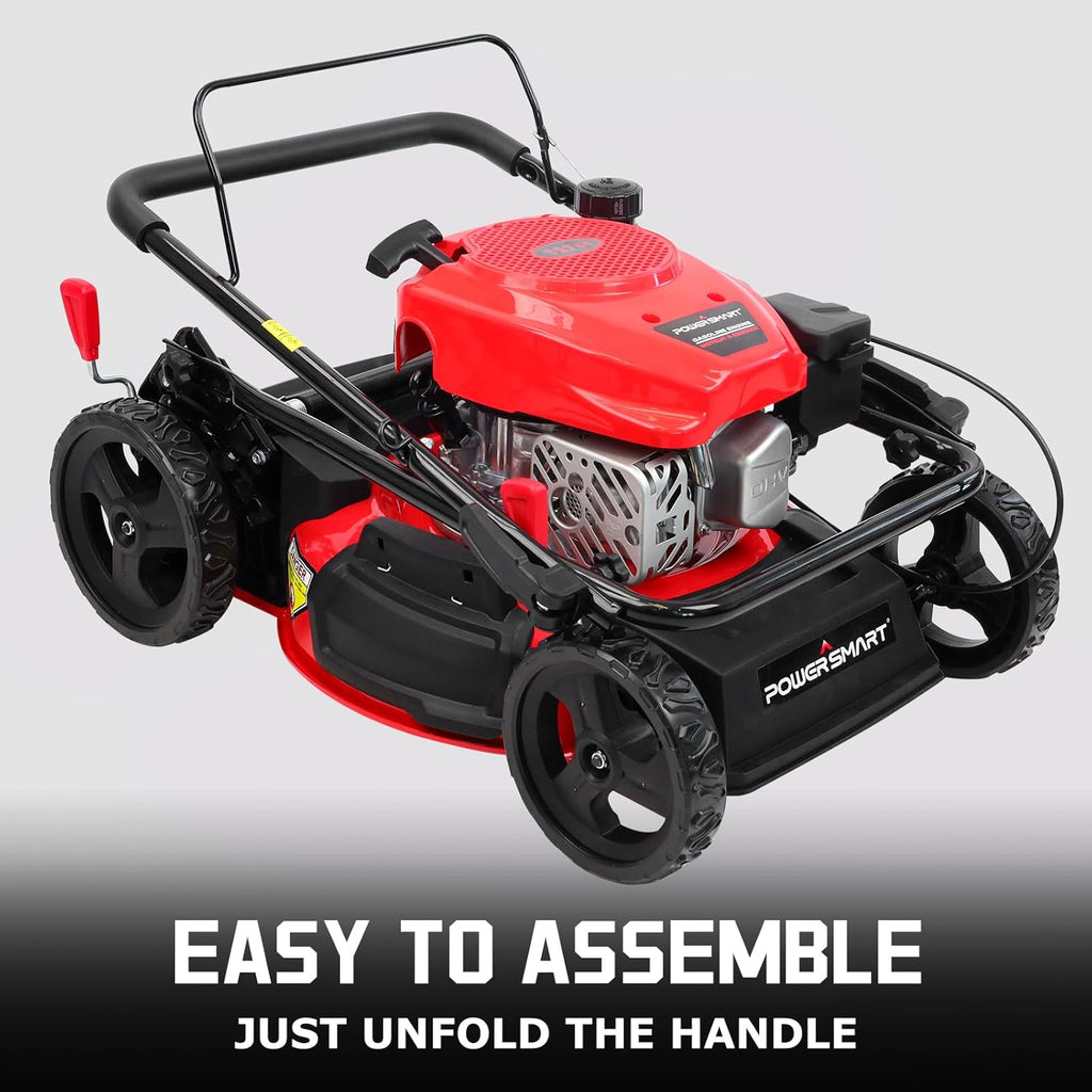 PowerSmart 18 in 144cc OHV 3-In-1 Gas-Powered Walk-Behind Lawn Mower With Mulch Bag