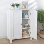 HomGarden 2-Door Bathroom Floor Storage Cabinet With Adjustable Shelves, 11.8in W, White