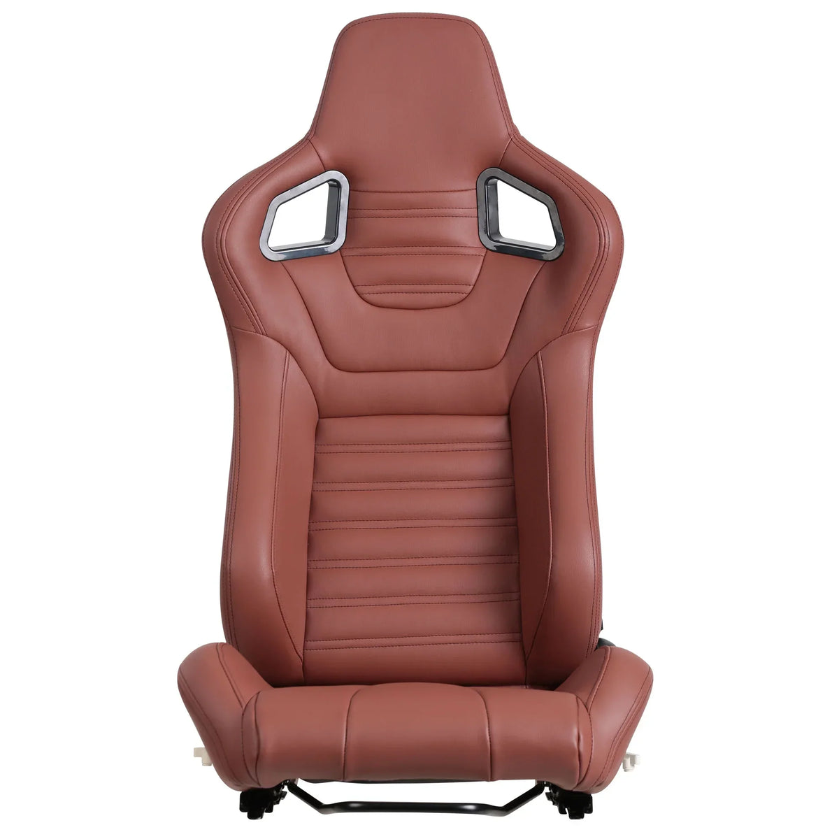 2-Piece Ergonomic PVC Racing Simulator Seats With Adjustable Double Slide Rails, Black/Brick Red - 313 lbs Per Seat