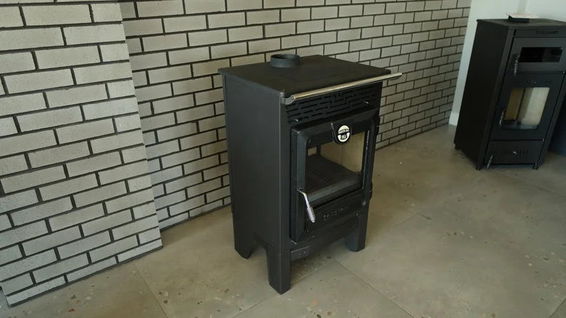 Indoor Wood Burning Cooking Stove 57cm x 55,5cm x 99,5cm, Matte Black - Stove 315