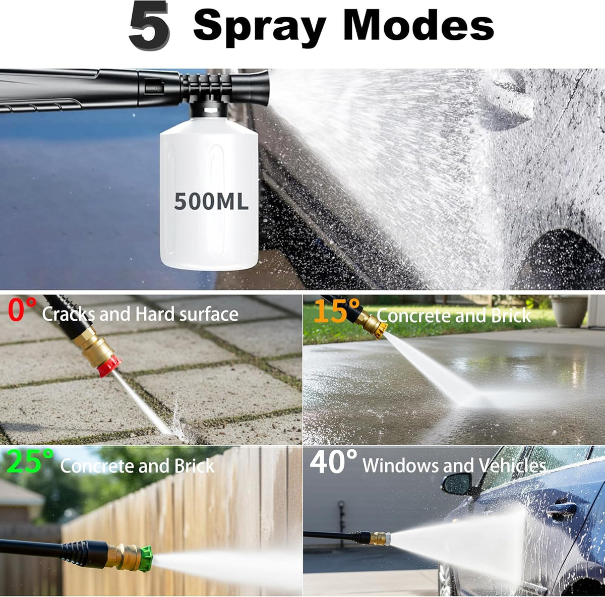 Pressure Washer 4800PSI With 4 Quick Connect Nozzles, Inlet Hose, Filter And 500ML Soap Tank