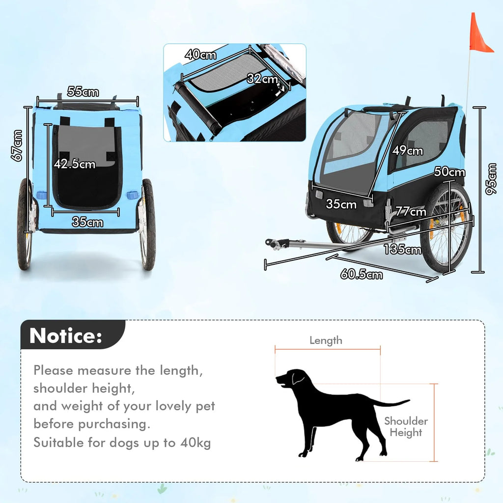 Pet Bicycle Trailer For Small And Medium-Sized Dogs And Cats, 40kg Capacity