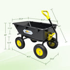 RIDALIYA Garden Dump Cart Utility Wagon, 600 lbs Or 1200 lbs Capacity, 6 Cu Ft Bed, 12.6-inch Pneumatic Tires, 180-Degree Pivot Steering