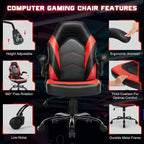 Ergonomic Computer Gaming Chair With PU Leather, Lumbar Support, And Flip-Up Armrests