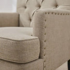 Set Of 2 Upholstered Button-Tufted Accent Chairs With Lumbar Pillows - 30 x 29 x 35 inches