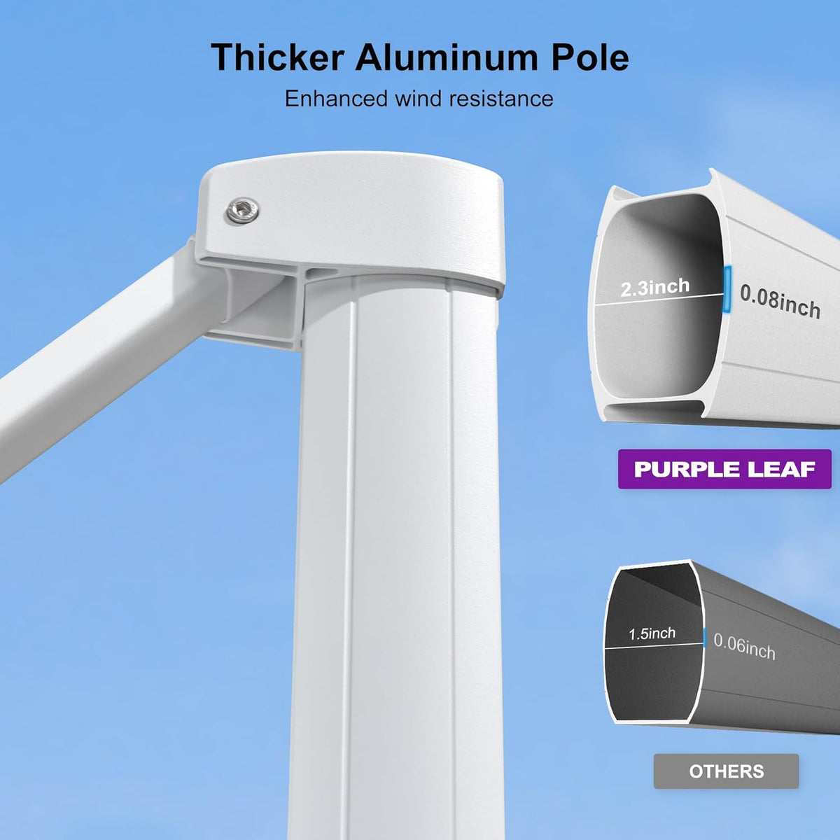 PURPLE LEAF 9' x 12' White Right-Left Tilt Aluminum Cantilever Patio Umbrella