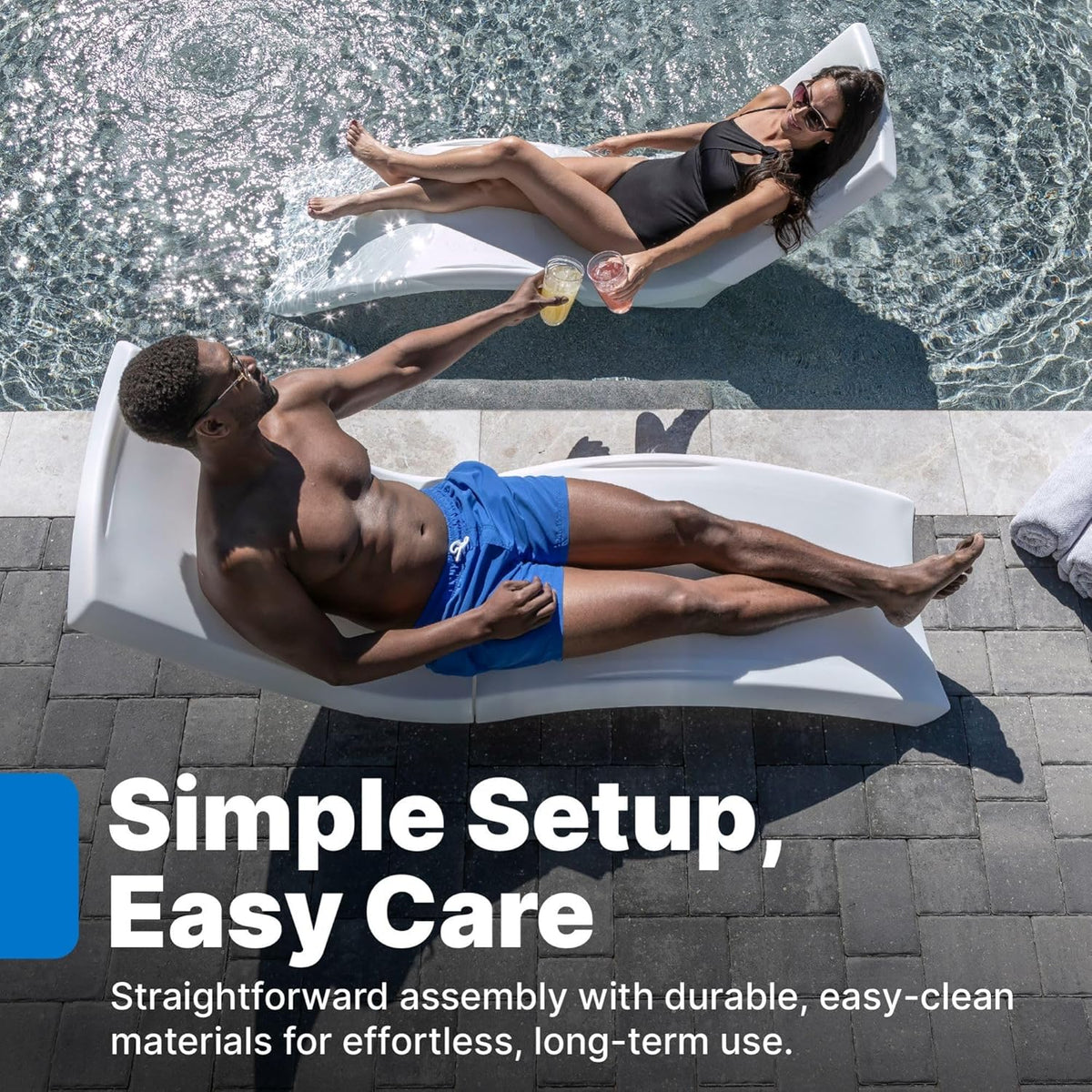Step2 Vero Pool Lounger for Up to 12-Inch-Deep Sun Shelves, White, 29.25 x 23.5 x 68.25 in