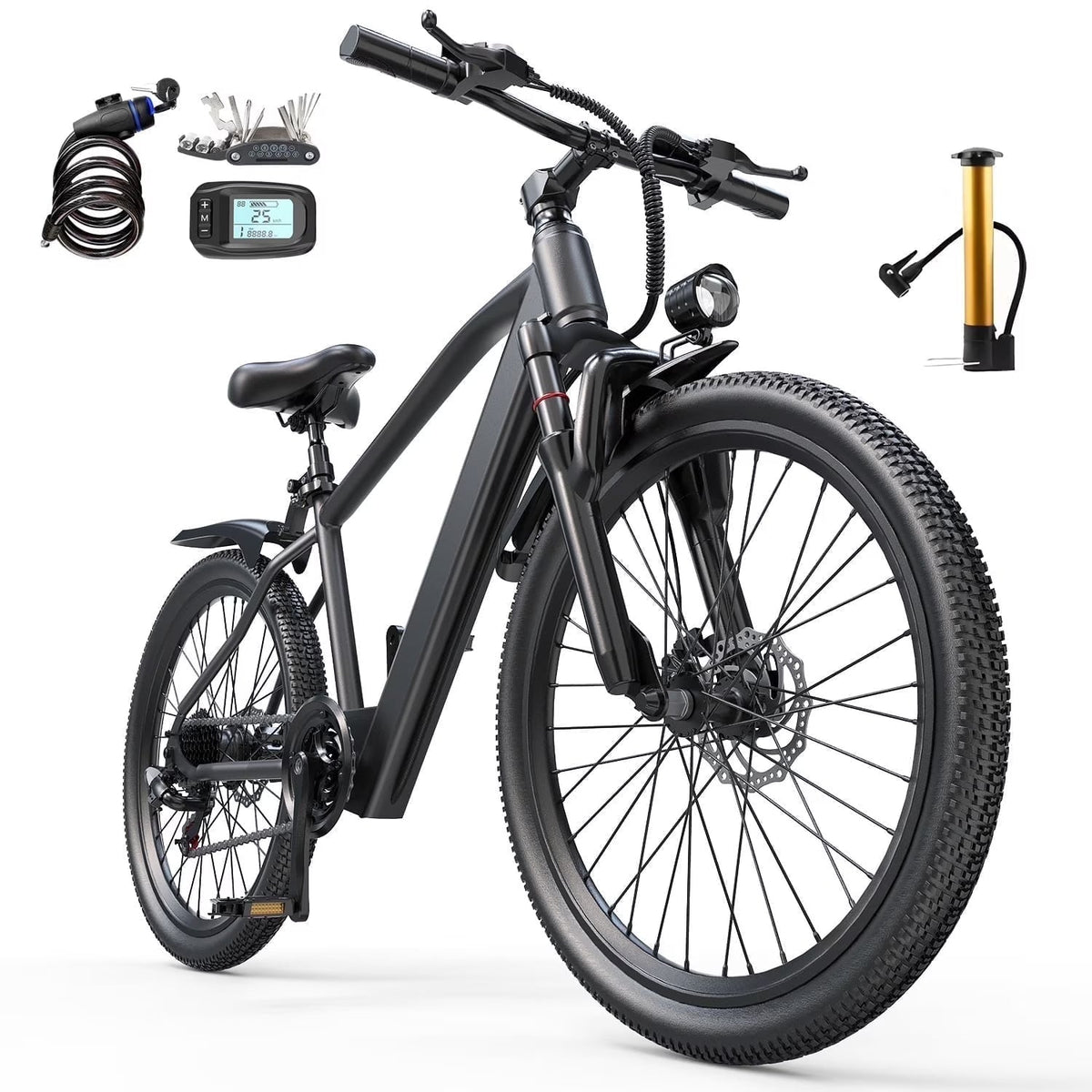 26 in Adult Electric Bike, 400W Motor, 25 MPH Top Speed, 40 Miles Range
