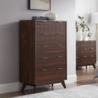 OKD 6-Drawer Dresser With Faux Marble Top, Natural Oak, 16in D x 54in W x 32in H