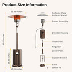 EAST OAK Patio Heater 50 000 BTU Bronze 31.9 in x 31.9 in x 86.6 in