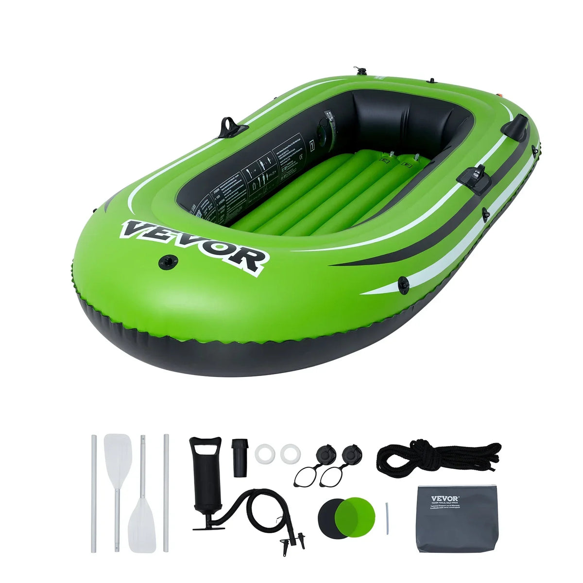 SKYSHALO 2-Person PVC Inflatable Boat With Aluminum Oars And Pump