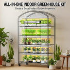 5-Tier Metal Indoor Greenhouse With Grow Lights And PVC Cover - 49 x 21.6 x 79 inch