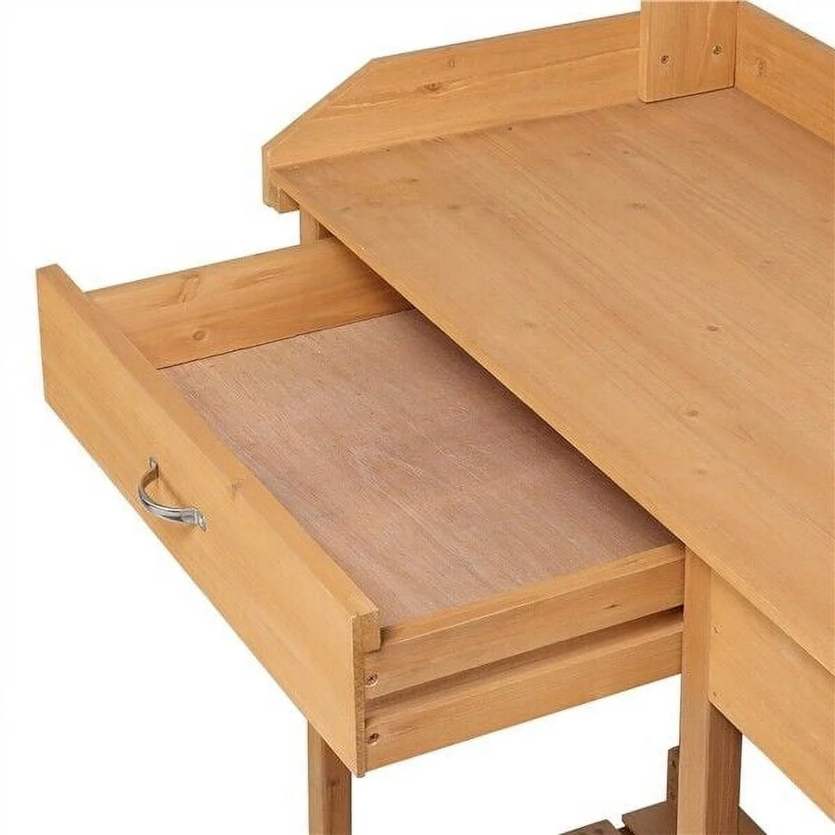 Veado Potting Bench With Sink, Drawer, Rack And Shelves, 45.2 x 17.7 x 47.6 in - Natural Wood