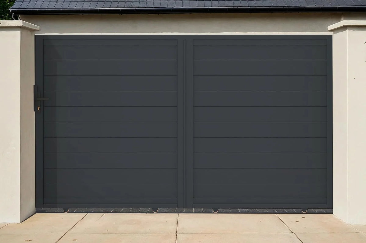 Casanoov Aluminium Folding Driveway Gate 4m x 160cm Grey - KIT-000024