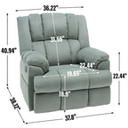 Lazy Boy Oversized Fabric Swivel Rocking Manual Recliner Chair, 37.8L*38.2W*41H, 155 Degrees
