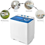 Costway Double Tub Washing Machine, 26 lb Capacity, 18 lb Wash, 8 lb Spin, Drain Pump