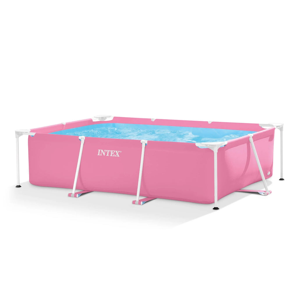 INTEX Rectangular Metal Frame Above Ground Swimming Pool, Pink, 7ft x 23in