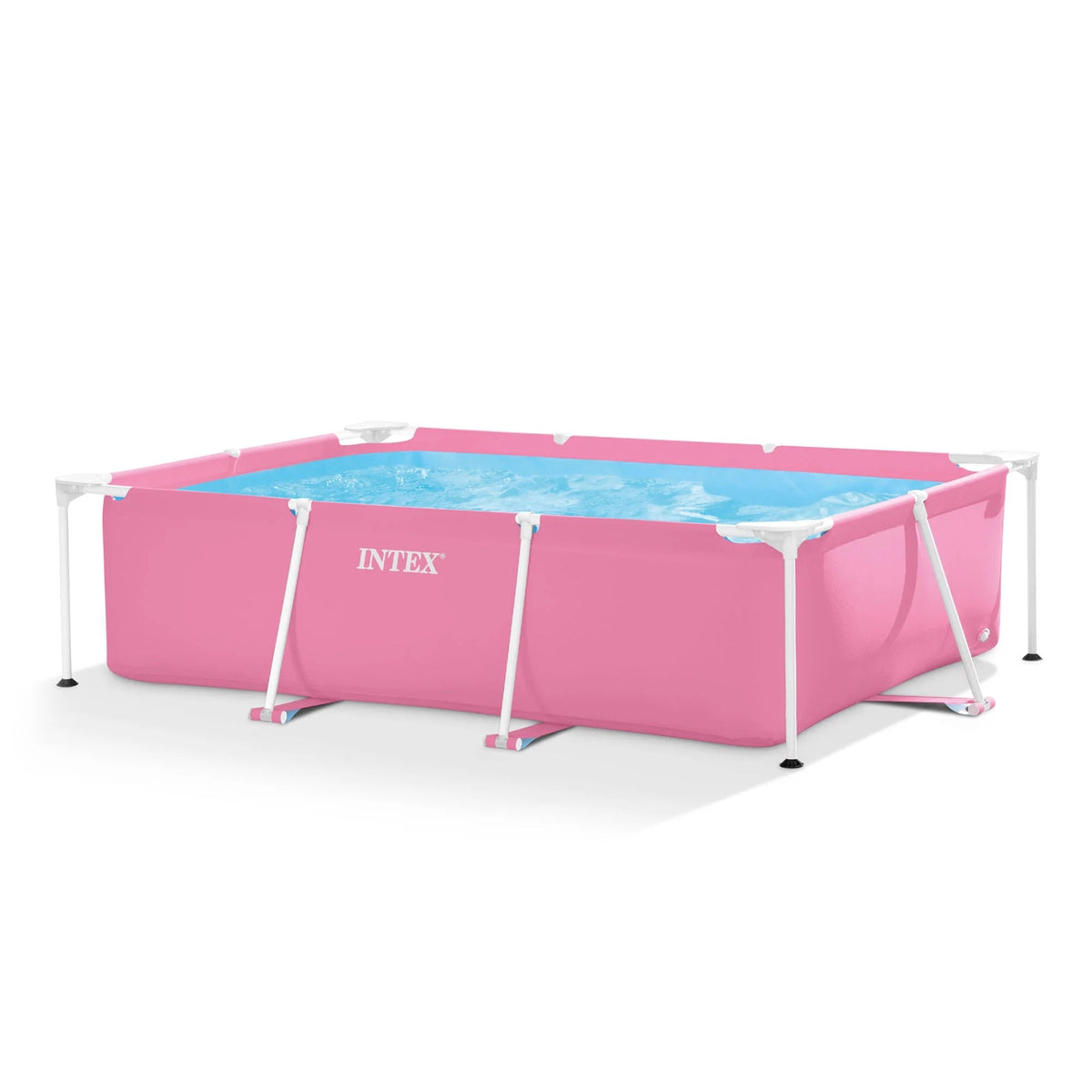 INTEX Rectangular Metal Frame Above Ground Swimming Pool, Pink, 7ft x 23in