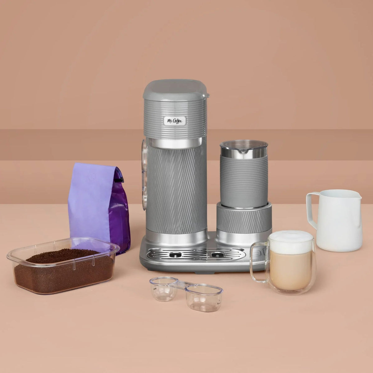 Mr. Coffee Single-Serve Latte Lux Coffee Maker With Milk Frother, 4-in-1, 22 oz Reusable Tumbler