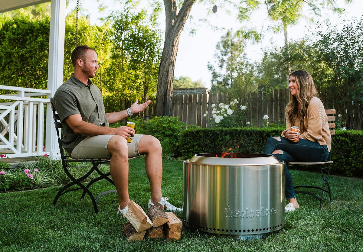 Solo Stove Wood Burning Smokeless Fire Pit, 27 Inch, Stainless Steel, 38 lbs - Yukon 2.0