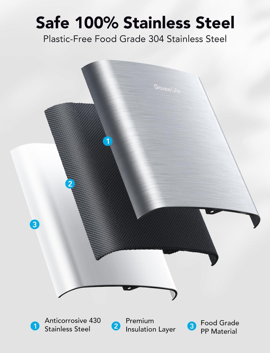 GoveeLife Smart Countertop Ice Maker, 2 L, 26 lbs Per 24 Hours, Two Ice Sizes
