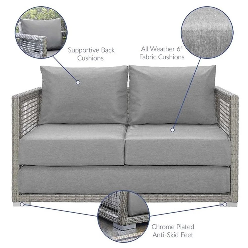Afuera Living Wicker Patio Loveseat, Gray - 52in W x 32in D