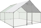 Metal Walk-In Chicken Coop Poultry Cage With Anti-UV Cover - Multiple Sizes