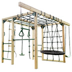 Lifespan Kids Premium Timber Jungle Gym Play Centre, 406cm x 196.2cm x 205cm, 5 Children, 50kg - Orangutan Climbing Cube