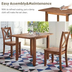 3-Piece Wood Drop Leaf Dining Table Set With 2 X-Back Chairs - 47.3x29.5x29.5inch