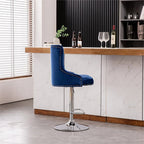 Alexent 2-Piece Swivel Bar Stools, Dark Blue, 43.7-51.6 H, 19.3 W x 18.1 D - Silver Footrest