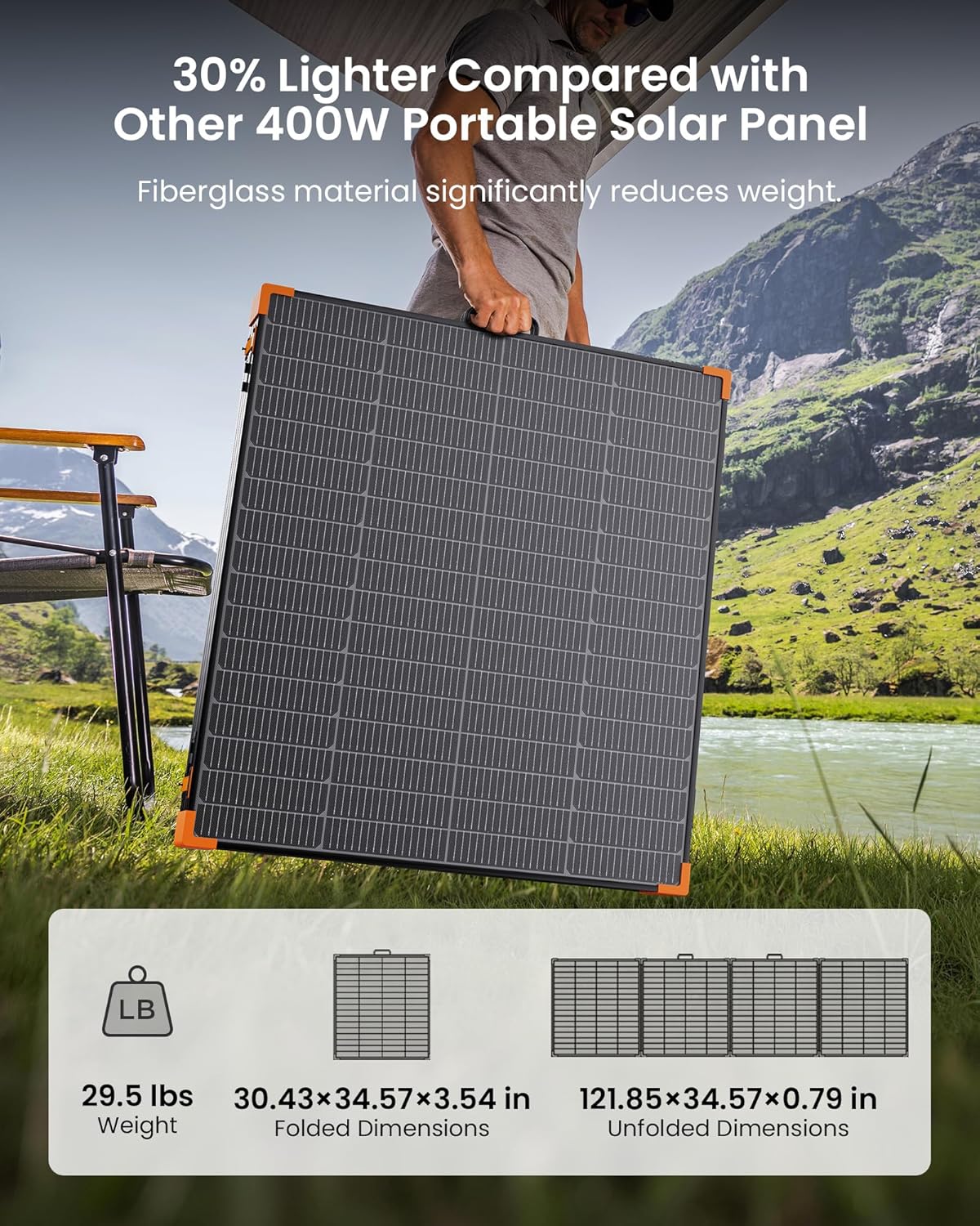 Portable Foldable Solar Panel 450W 38V N-Type 16BB 25% Efficiency - IP68 Waterproof