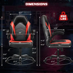 Ergonomic Computer Gaming Chair With PU Leather, Lumbar Support, And Flip-Up Armrests