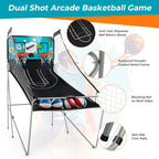 Costway Dual Shot Basketball Arcade Game, Blue, 8 Game Modes, 81in x 43in x 81in