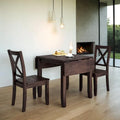 3-Piece Wood Drop Leaf Dining Table Set With 2 X-Back Chairs - 47.3x29.5x29.5inch
