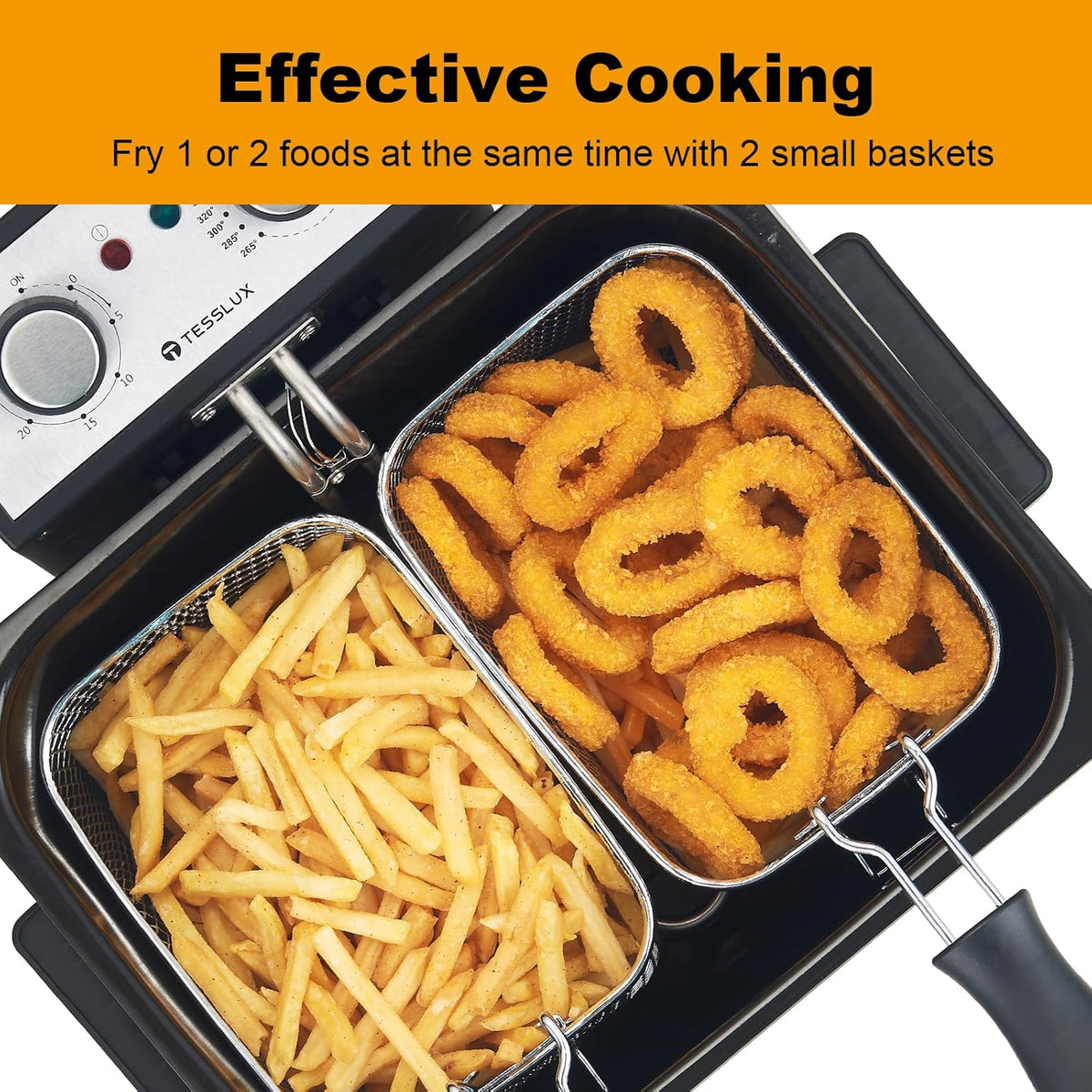 Electric Deep Fryer With Basket, 5.3 Quart, Stainless Steel