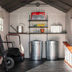 Plastic Storage Shed, 8 ft. W x 12.5 ft. D, Desert Tan And Dark Brown